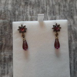 Purple starburst dangle earrings